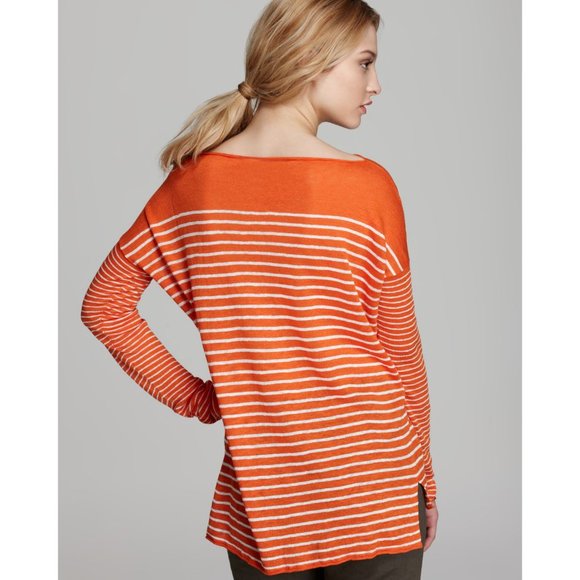 Vince Orange and White Striped Sweater - Picture 2 of 8